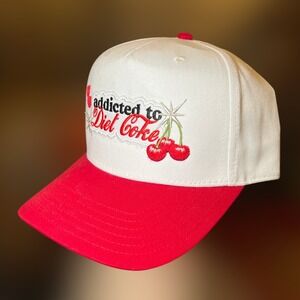Addicted To Diet Coke Trucker Hat Cherry Hearts Snapback Otto Cap White Red OSFM
